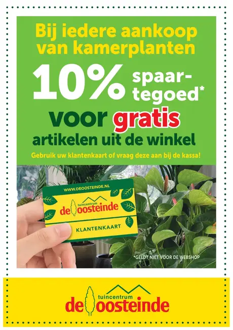 10% spaartegoed bij aankoop van een kamerplant