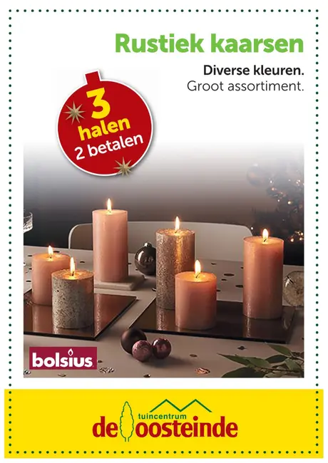 3 rustieke Bolsius kaarsen halen = 2 betalen!