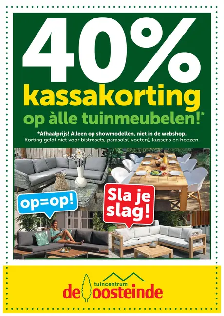 40% korting op showmodel tuinmeubelen