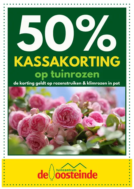 50% korting op tuinrozen (struik- en klimrozen)