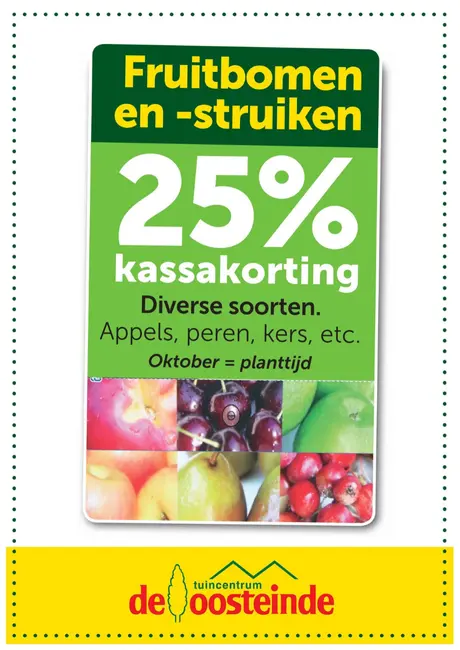 Nu 25% korting op fruitbomen en -struiken
